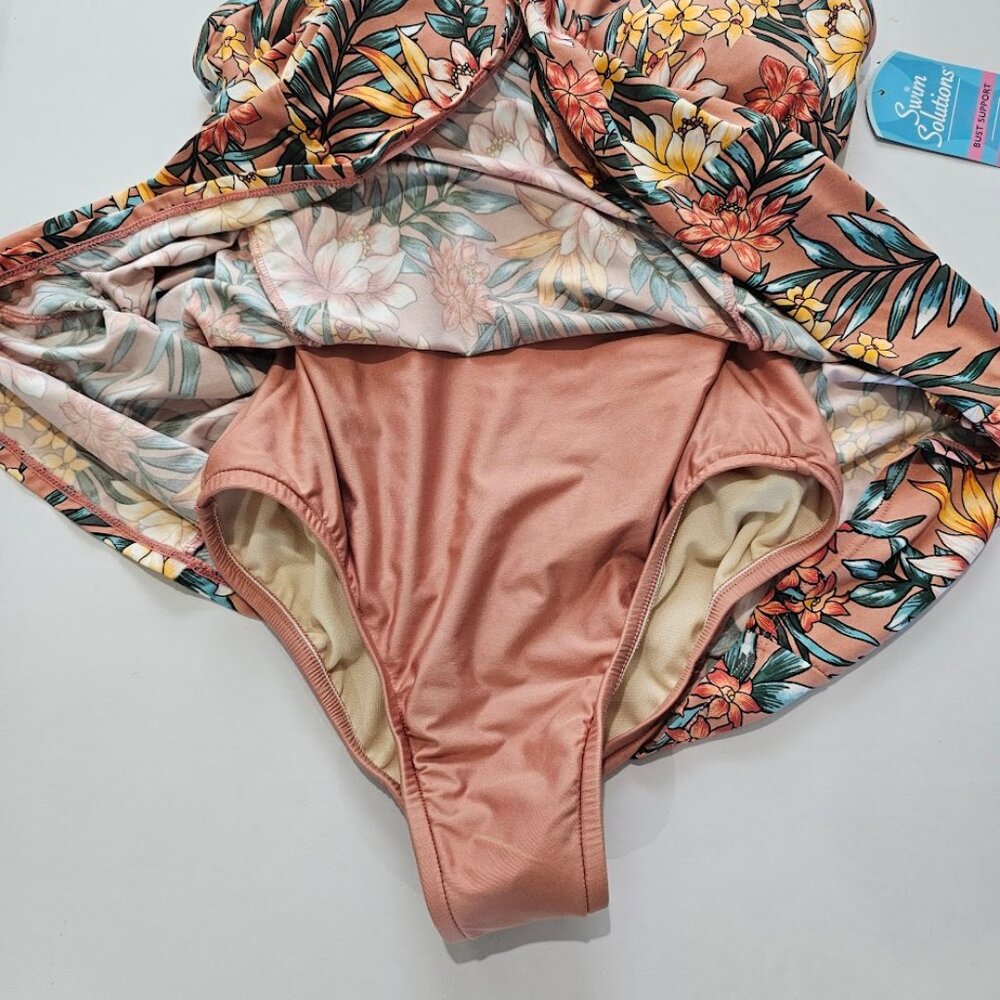 Swim Solutions Tummy-Control Empire Waist Swimdress - Picture 8 of 15